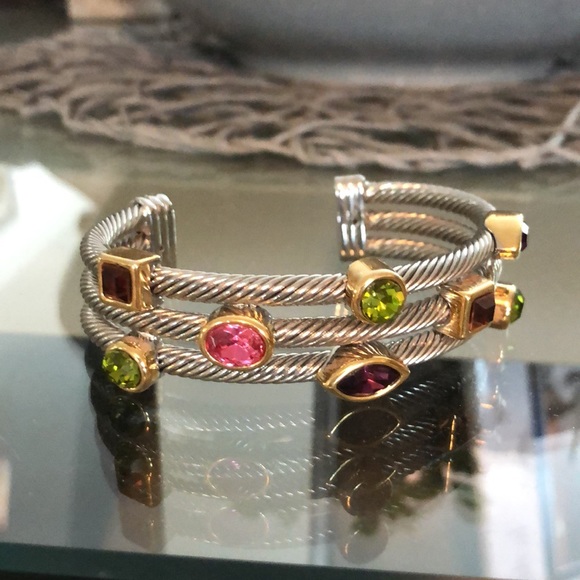 Jewelry - Bracelet brand new rhodium cable color cz stones bought at Dillards